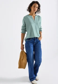 Corduroy blouse met ruches