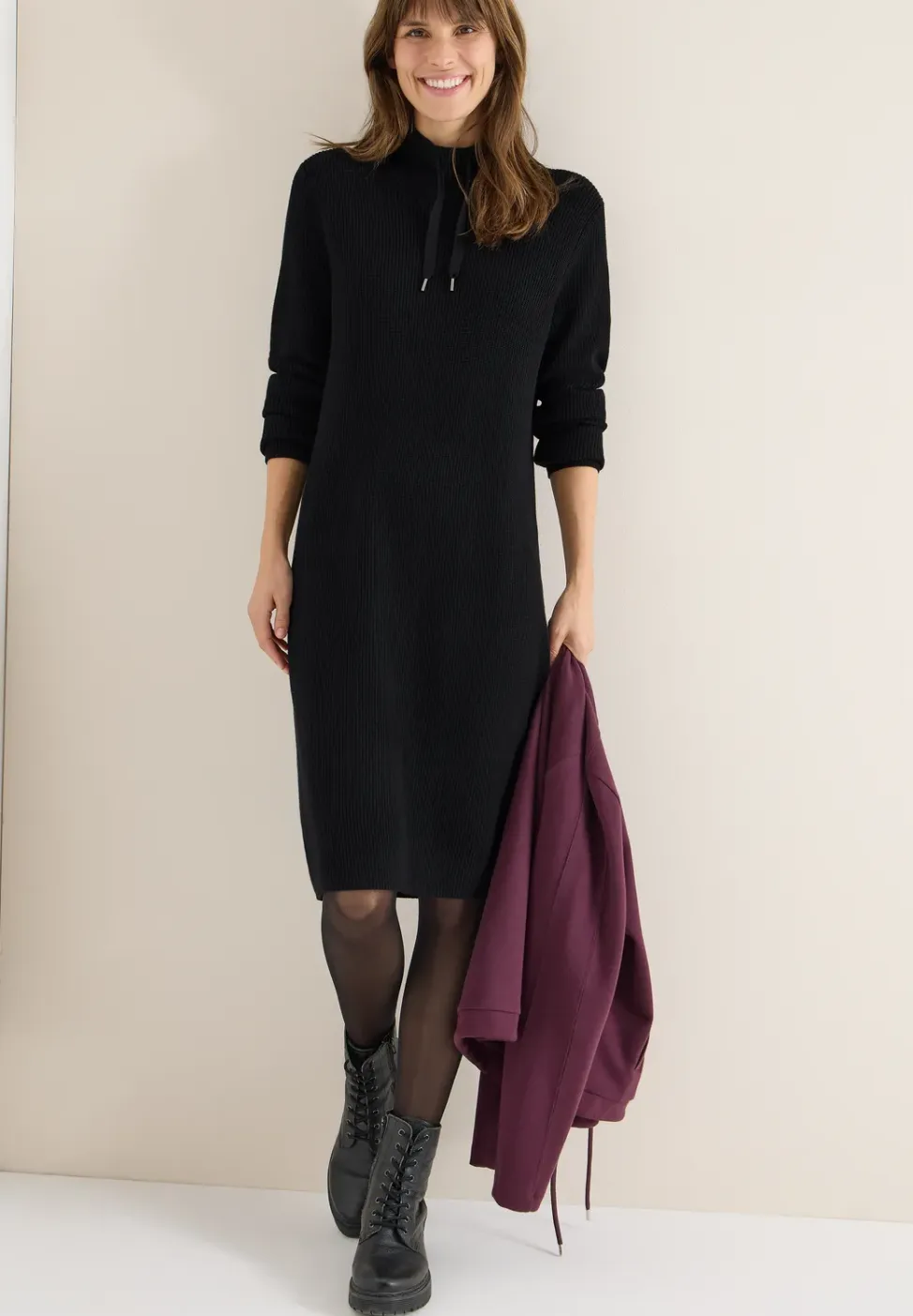 Cosy geribde jurk