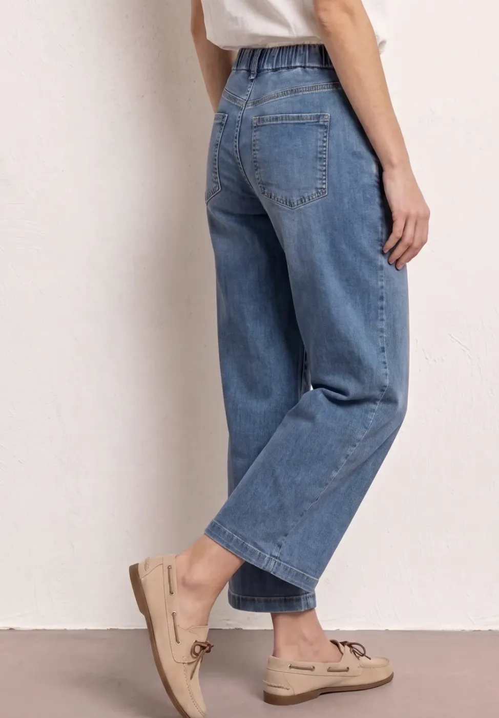 Denim culottes met mid waist en knoopdetails