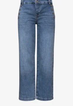 Denim culottes met mid waist en knoopdetails