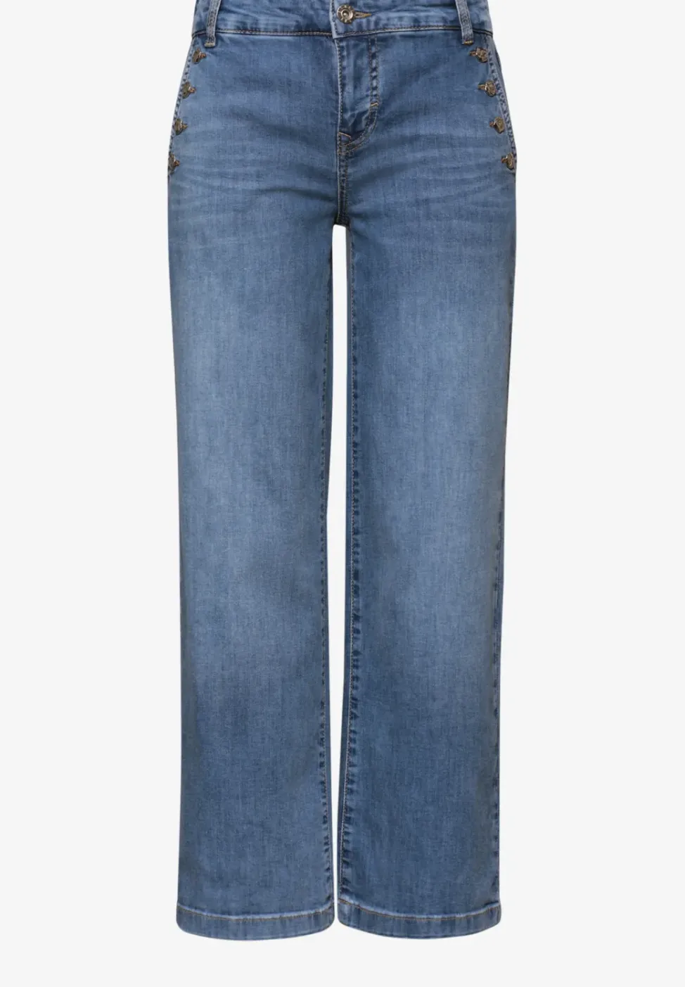 Denim culottes met mid waist en knoopdetails