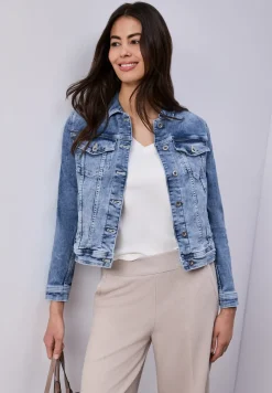 Denim jack met borstzakken en knopen