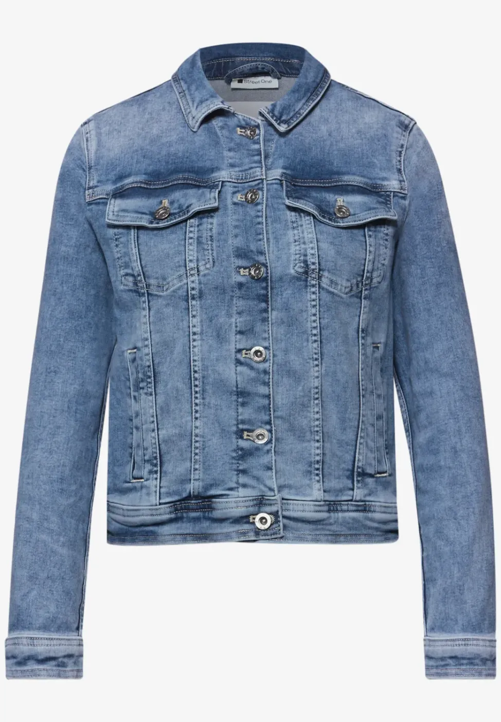 Denim jack met borstzakken en knopen