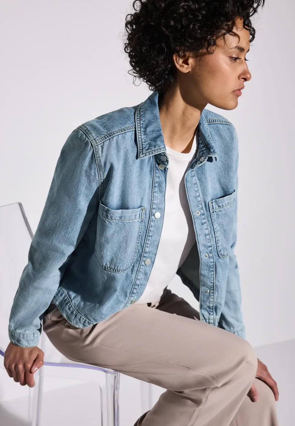 Denim jack met borstzakken