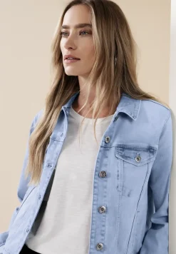 Denim jack met borstzakken en knopen