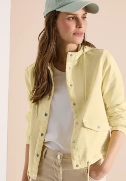 Denim jack met capuchon en knopen