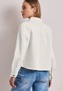 Denim jack met knoopsluiting en borduursel