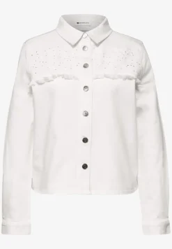 Denim jack met knoopsluiting en borduursel