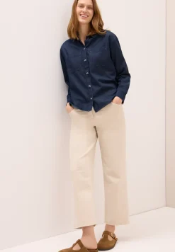 Denim look katoenen blouse