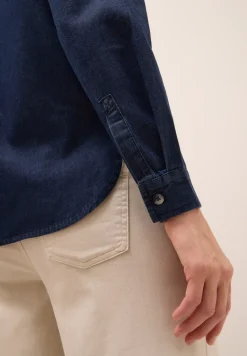 Denim look katoenen blouse