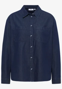 Denim look katoenen blouse