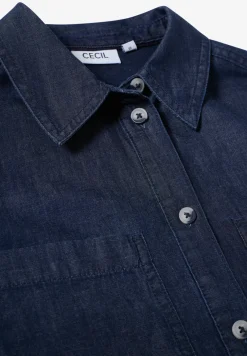 Denim look katoenen blouse