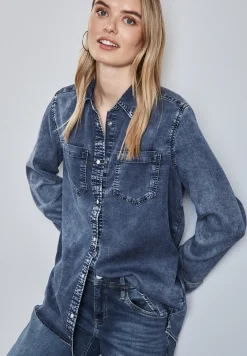 Denim overhemd met borstzakken