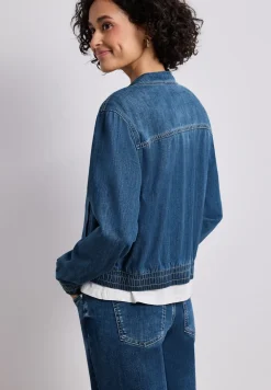Denim-look blouson met ritssluiting