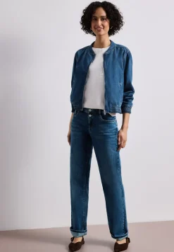 Denim-look blouson met ritssluiting