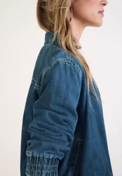 Denim-look blouson met ritssluiting
