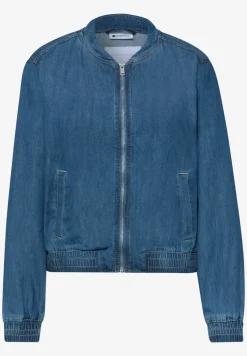 Denim-look blouson met ritssluiting