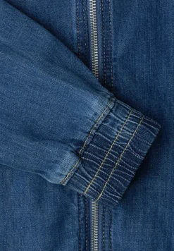 Denim-look blouson met ritssluiting