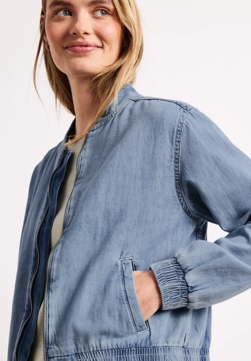 Denim-look blouson met zakken