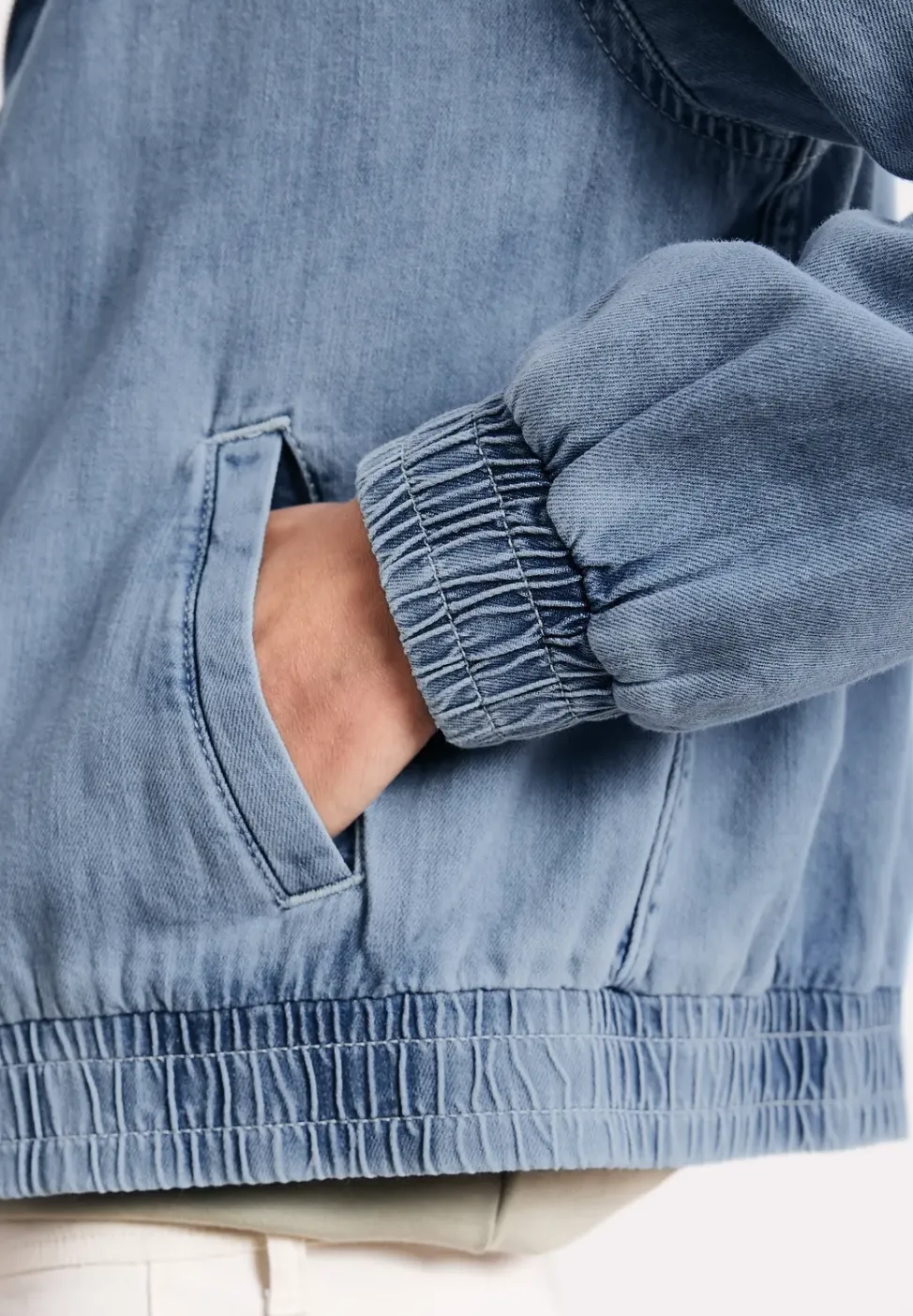 Denim-look blouson met zakken