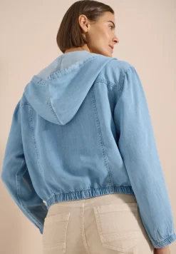 Denim-look blouson met ritssluiting