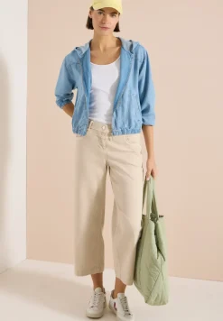 Denim-look blouson met ritssluiting