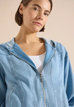 Denim-look blouson met ritssluiting