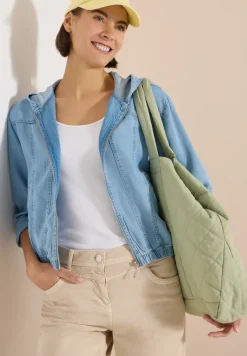 Denim-look blouson met ritssluiting