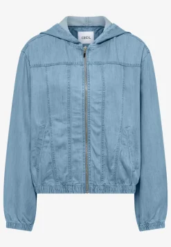 Denim-look blouson met ritssluiting