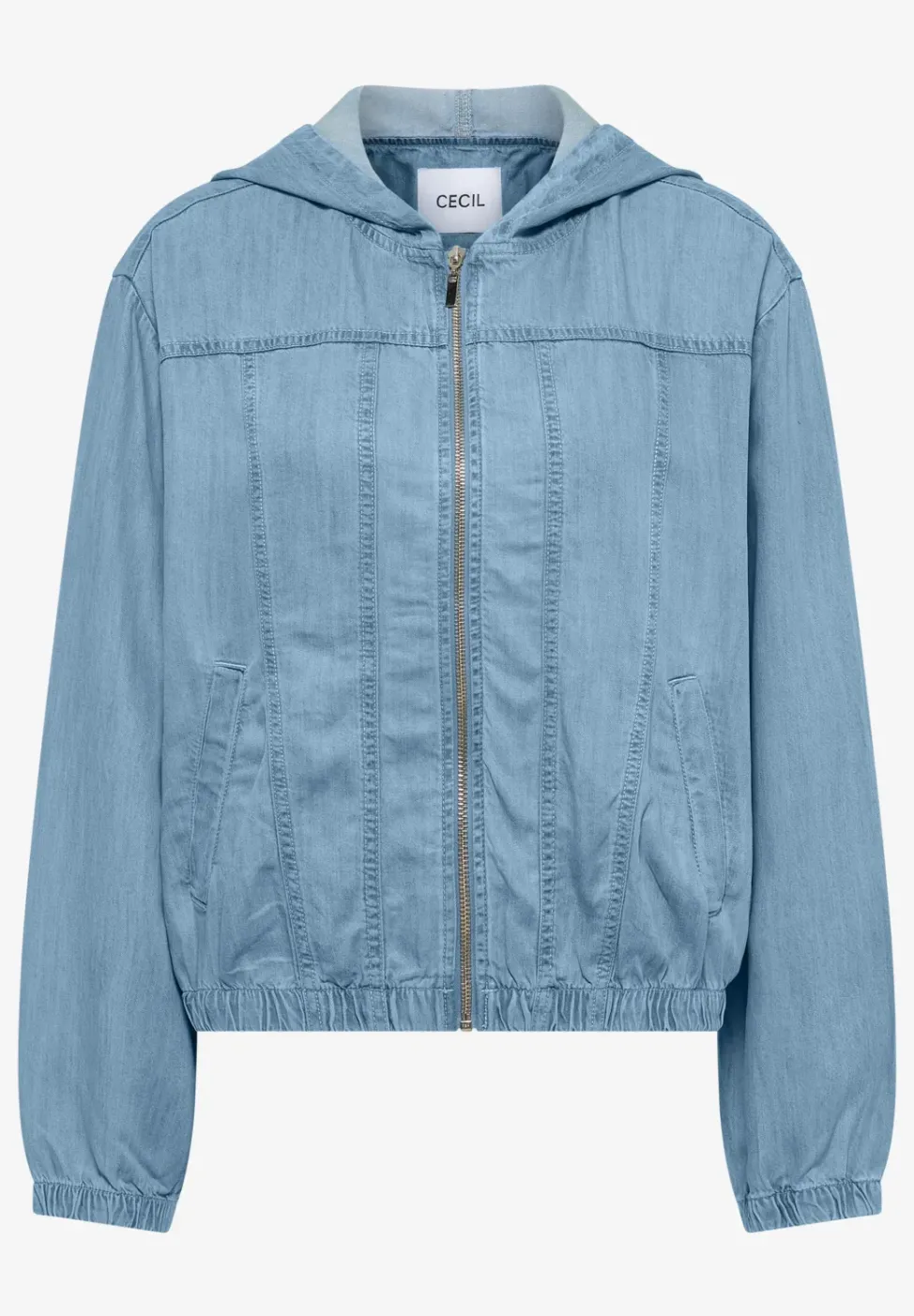 Denim-look blouson met ritssluiting