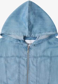 Denim-look blouson met ritssluiting