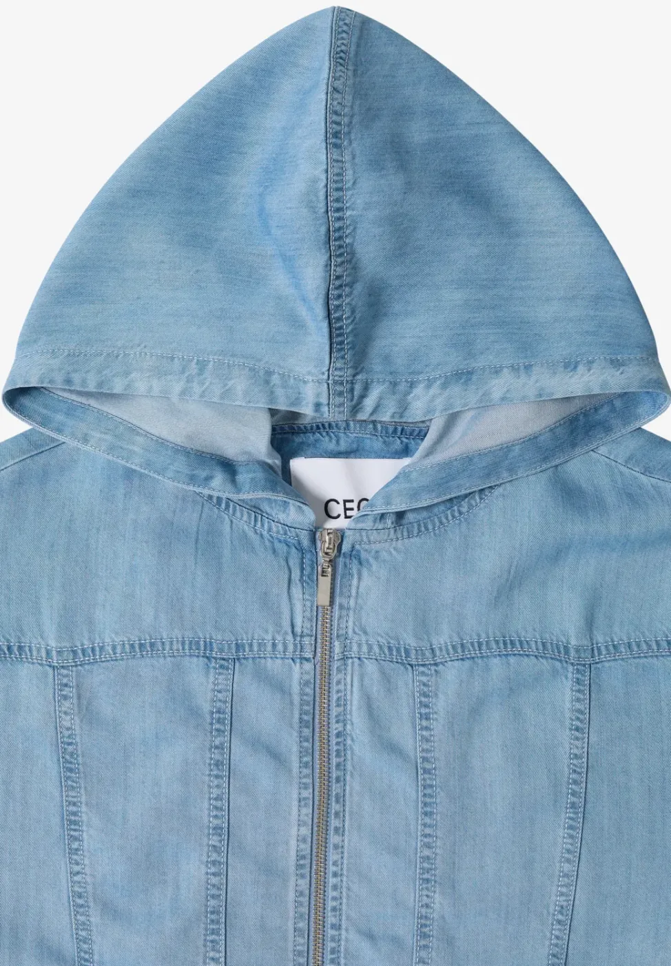 Denim-look blouson met ritssluiting