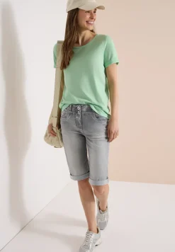 Denim shorts met straight leg