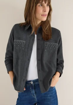 Flanellen blouse met studs