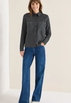 Flanellen blouse met studs