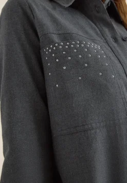 Flanellen blouse met studs