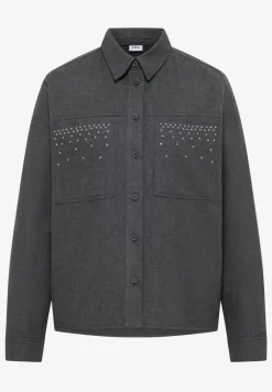 Flanellen blouse met studs
