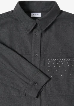 Flanellen blouse met studs
