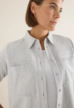 Flanellen blouse met studs