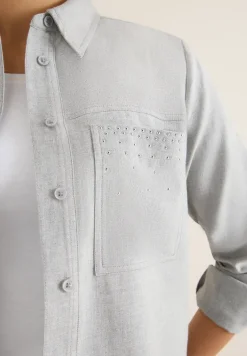 Flanellen blouse met studs
