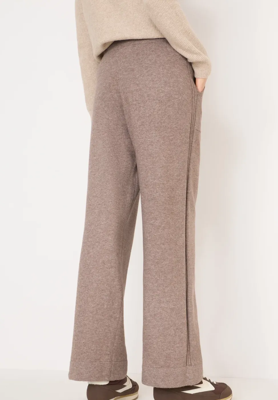 Gebreide broek met wijde pijpen