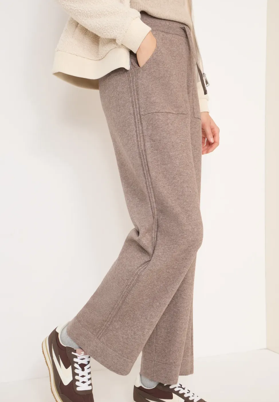 Gebreide broek met wijde pijpen