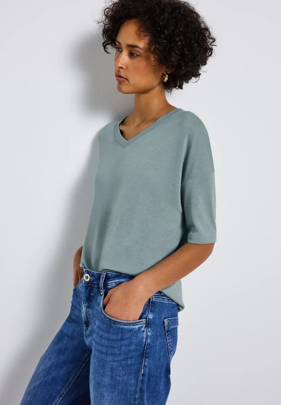 Gebreid V-hals Shirt