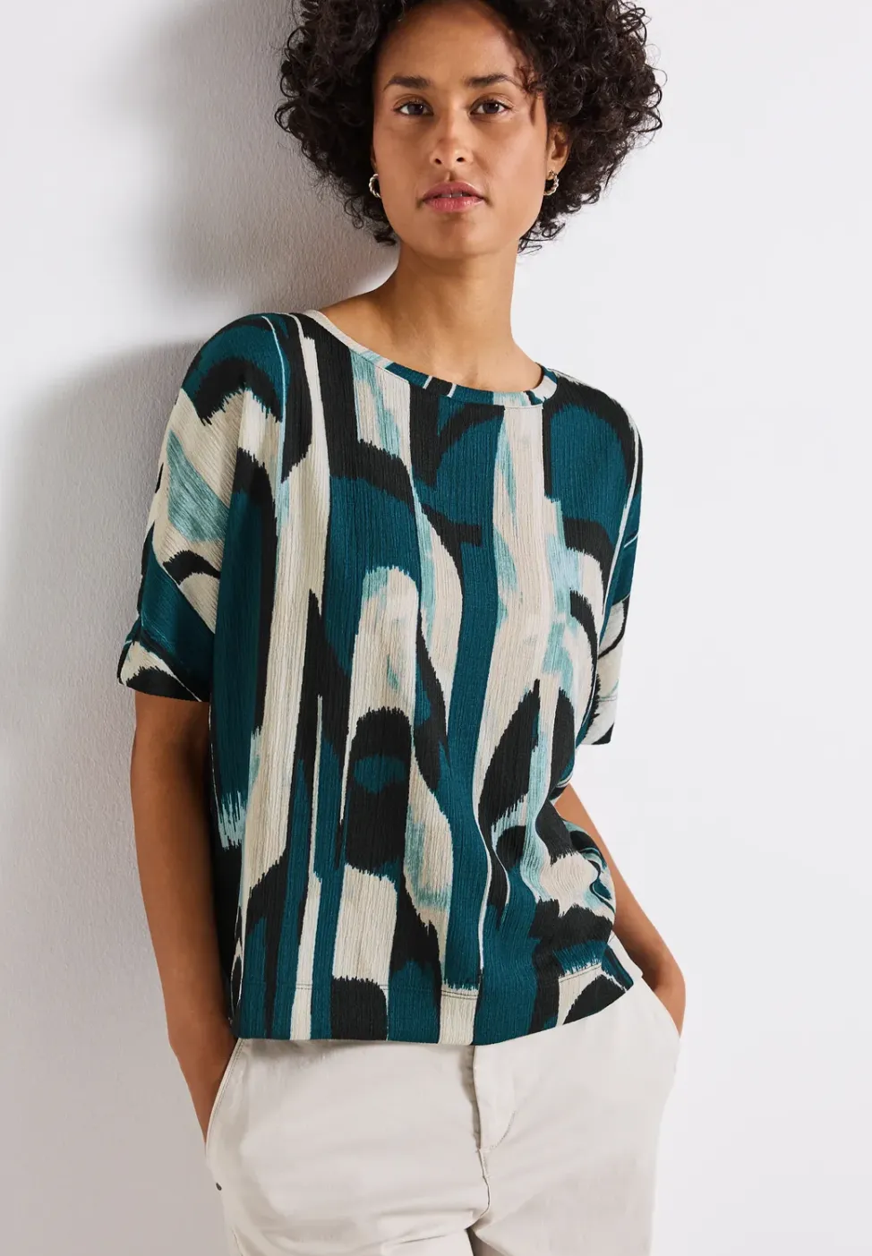 Gedessineerd crinkle shirt