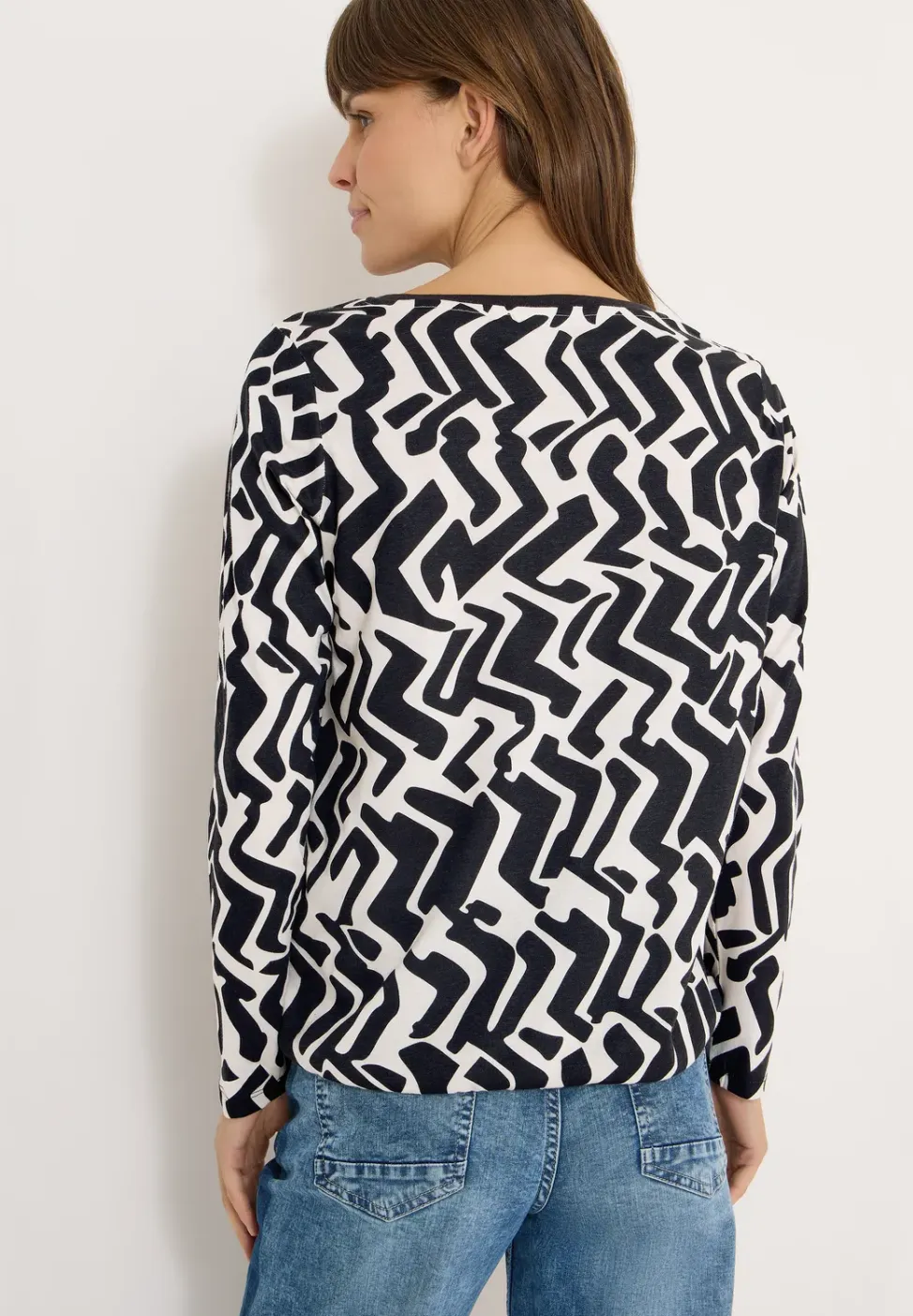 Gedessineerd shirt met lange mouwen