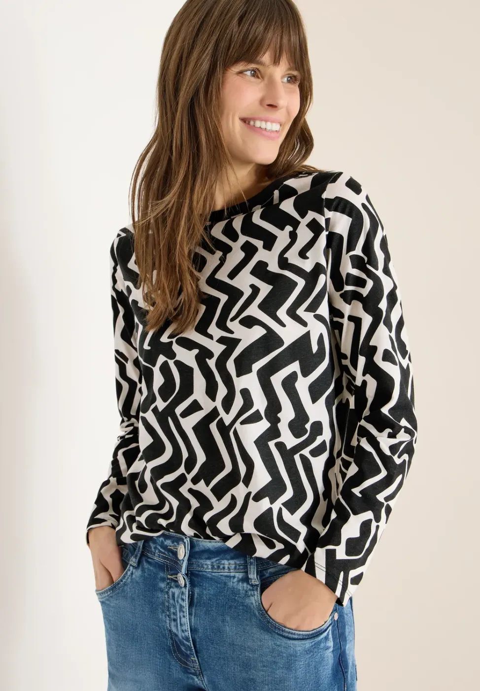 Gedessineerd shirt met lange mouwen