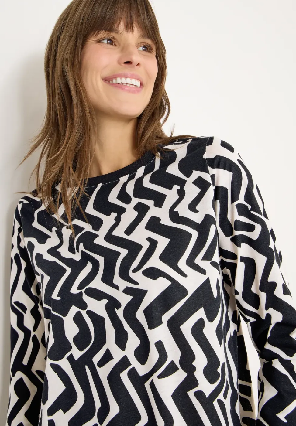 Gedessineerd shirt met lange mouwen