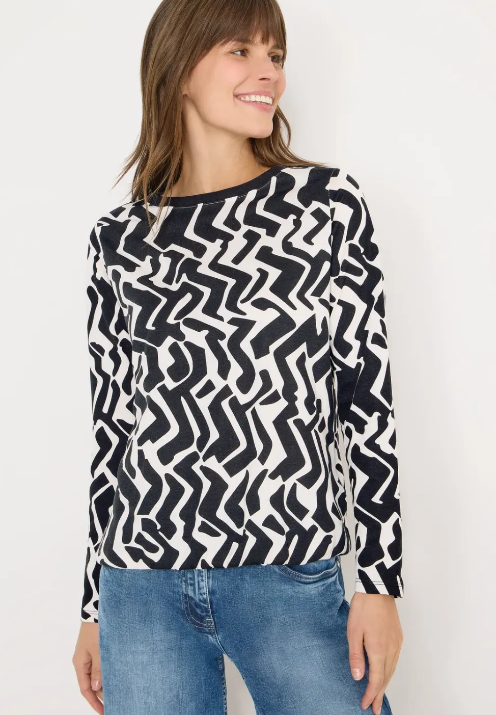 Gedessineerd shirt met lange mouwen