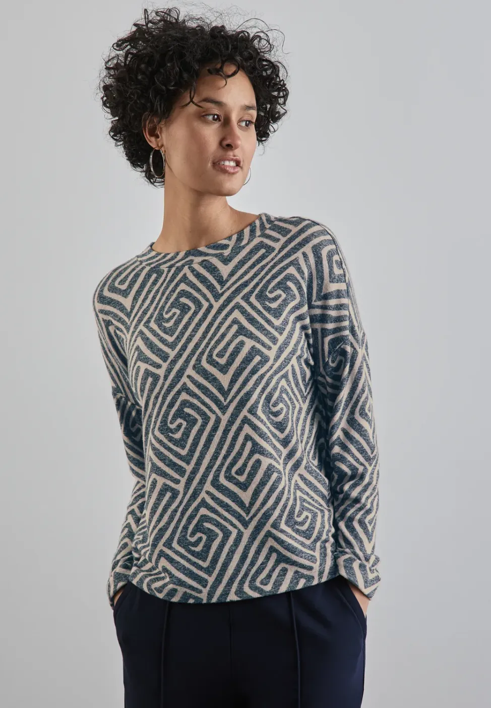 Gedessineerd shirt met lange mouwen