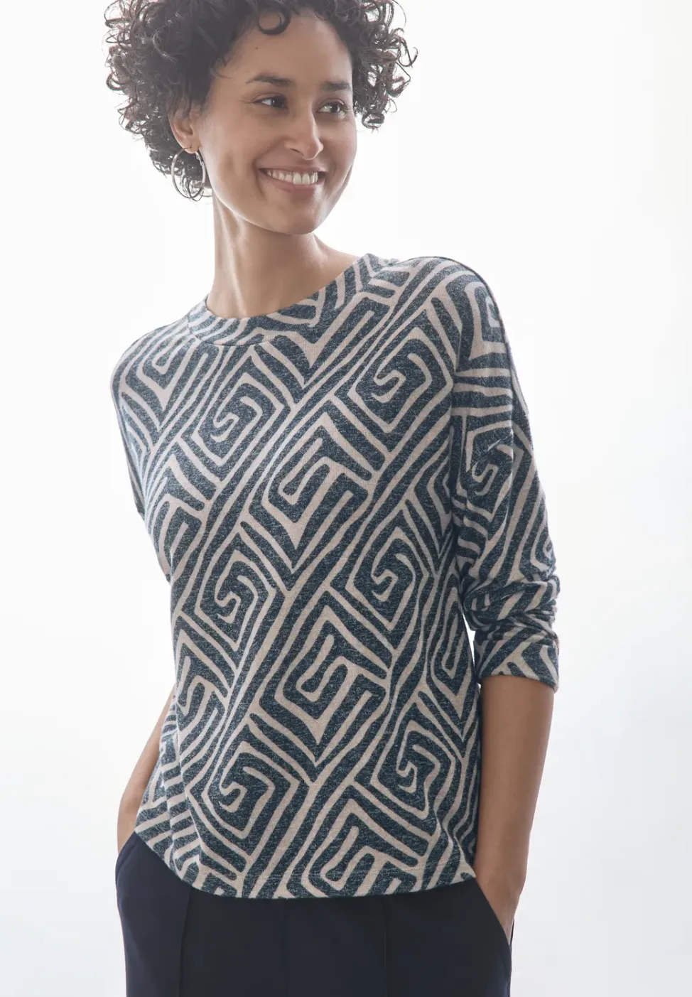 Gedessineerd shirt met lange mouwen